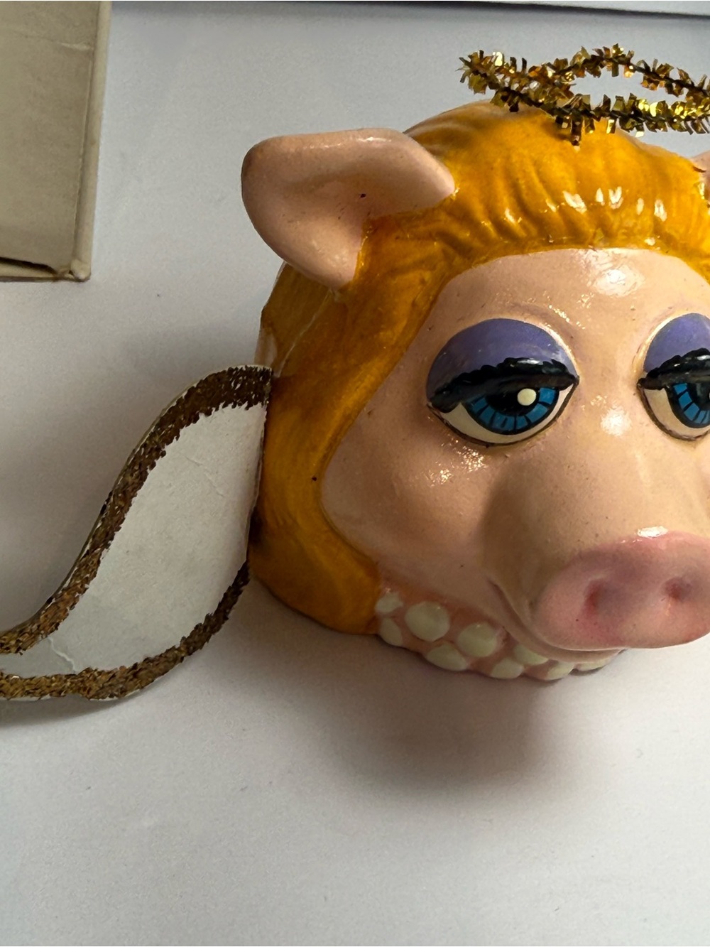 Vintage Muppets Miss Piggy Christmas Angel Ornament Paper Machete Stamped 1979 - Picture 4 of 9
